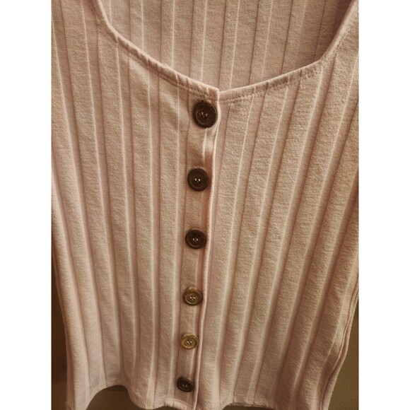 Free People Pink Central Park Button Down Sweater Ribbed Shirt Top Size S - Picture 2 of 5